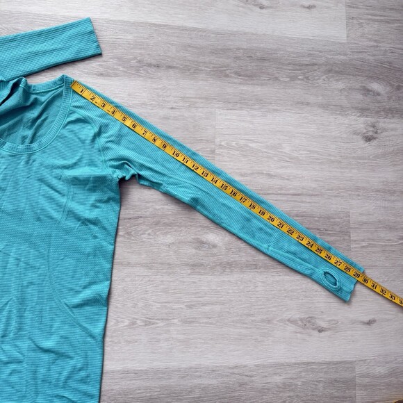 Lululemon Swiftly Tech Long Sleeve Top Shirt 2.0 Women's 10 Teal Striped EUC - Picture 8 of 11
